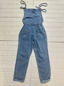 Women Denim Overalls & Jumpsuits - Azul lavado medio - Ver 4