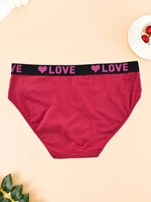 10 piezas Bragas tipo hipster cómodas y transpirables con estampado de letra y corazón para tallas grandes - Multicolor - Ver 3