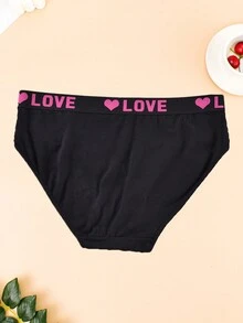 10 piezas Bragas tipo hipster cómodas y transpirables con estampado de letra y corazón para tallas grandes - Multicolor - Ver 5