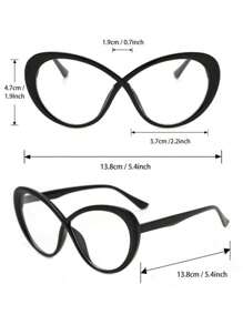 1pc Glasses Tortoiseshell Color Block Cat Eye Glasses For Women Men - Multicolor - View 3