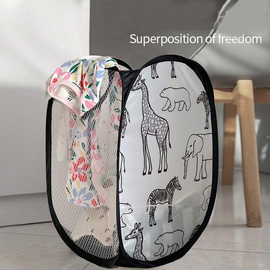 Phim hoạt hình động vật Theo chủ đề Giỏ giặt Đối với Em bé Quần áo & Các loại khác nhau Tổ chức Và Phòng tắm Bẩn Quần áo Lưu trữ - màu đen - Xem 1