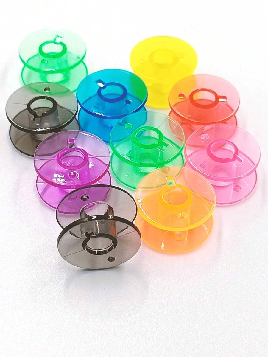 10 件装塑料缝纫机线轴 - 透明、多功能、兼容家用缝纫机和刺绣机、混色包装 - 彩色 - 查看 1