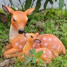 Bring Nature Into Your Garden:1pc Realistic Animal Deer Sculpture Statue For Outdoor Garden Decoration, Resin Artwork Of Mother, Fawn, Stag, Reindeer, Lawn Decoration