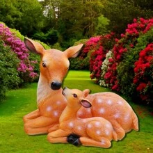 Bring Nature Into Your Garden:1pc Realistic Animal Deer Sculpture Statue For Outdoor Garden Decoration, Resin Artwork Of Mother, Fawn, Stag, Reindeer, Lawn Decoration