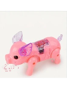 1 Pieza Juguete De Cerdito Con Luz Led Y Música De Color Aleatorio Con Función De Caminar Y Cuerda - Multicolor - Ver 4