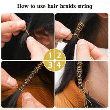 4 件裝銀色和金色 5m 長髮綹辮子髮飾銀色金色編織頭髮裝飾造型閃光可拉伸非洲辮子編織鬆緊繩裝飾品懸掛裝飾禮品包裝 - 彩色 - 查看 3