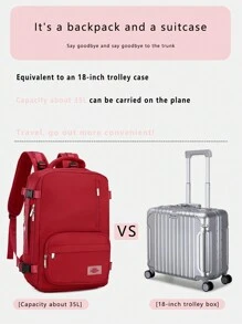 行李背包附鞋倉大容量學生書包週末過夜包適合旅行商務出差 - 紅色 - 查看 5