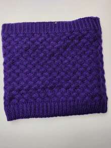 1pc Winter Plush And Warm Outdoor Sweater Cover With A Solid Color Popcorn Thickened Knitted Neck Protection Collar Cover - Purple - View 6