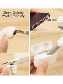 8-In-1 Cleaning Kit, Includes Screen Cleaning Spray, Microfiber Cloth, Hidden Brush, Key Extractor, Detachable USB Drive, Cleaning Pen Tip, Phone Stand, Density Brush, Suitable For Laptop Screen And Keyboard, 8-In-1 Electronic Product Screen Cleaning Tool - White - View 5
