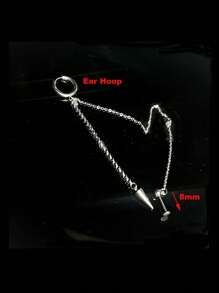 1 件不锈钢耳圈链，带唇环耳环和唇钉，二合一 Makichi Okazaki 动漫身体穿孔首饰