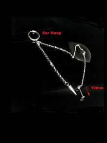 1 件不锈钢耳圈链，带唇环耳环和唇钉，二合一 Makichi Okazaki 动漫身体穿孔首饰