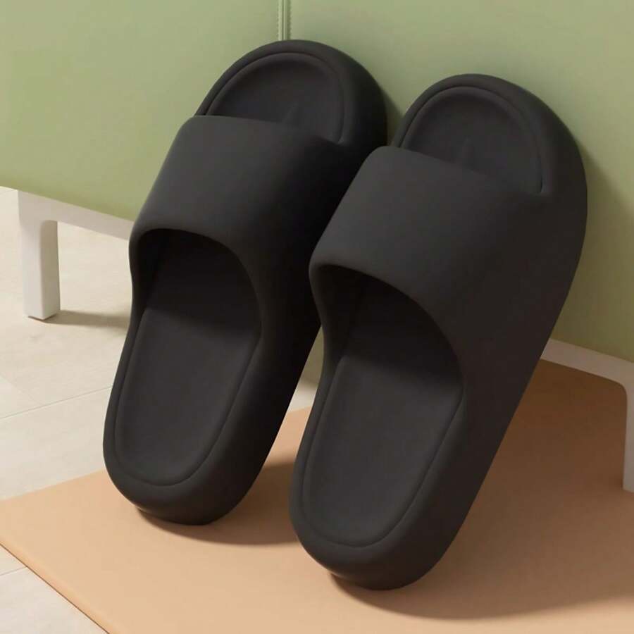 Black Eva Shoes, Fashionable Lightweight Soft Sole Slippers, Anti-Slip, Suitable For Indoor, Outdoor, And Bath, Ins Style