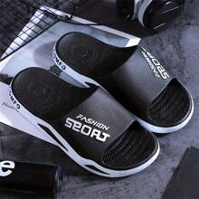 Men's Black Casual Slippers Sandals - Black - View 2