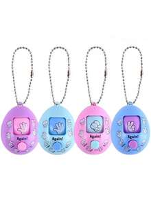 Random Color Stone Paper Scissors Rock Guessing Game Button Creative Keychains - Multicolor - View 6