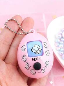 Random Color Stone Paper Scissors Rock Guessing Game Button Creative Keychains - Multicolor - View 5