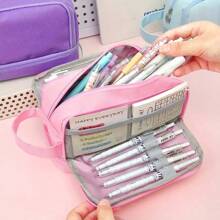 1個大容量文具袋,筆袋,手提化妝包,辦公室和學校用品,適合青少年、女孩、男孩、女性、男性、成年人,便攜式禮物 - 彩色 - 查看 5