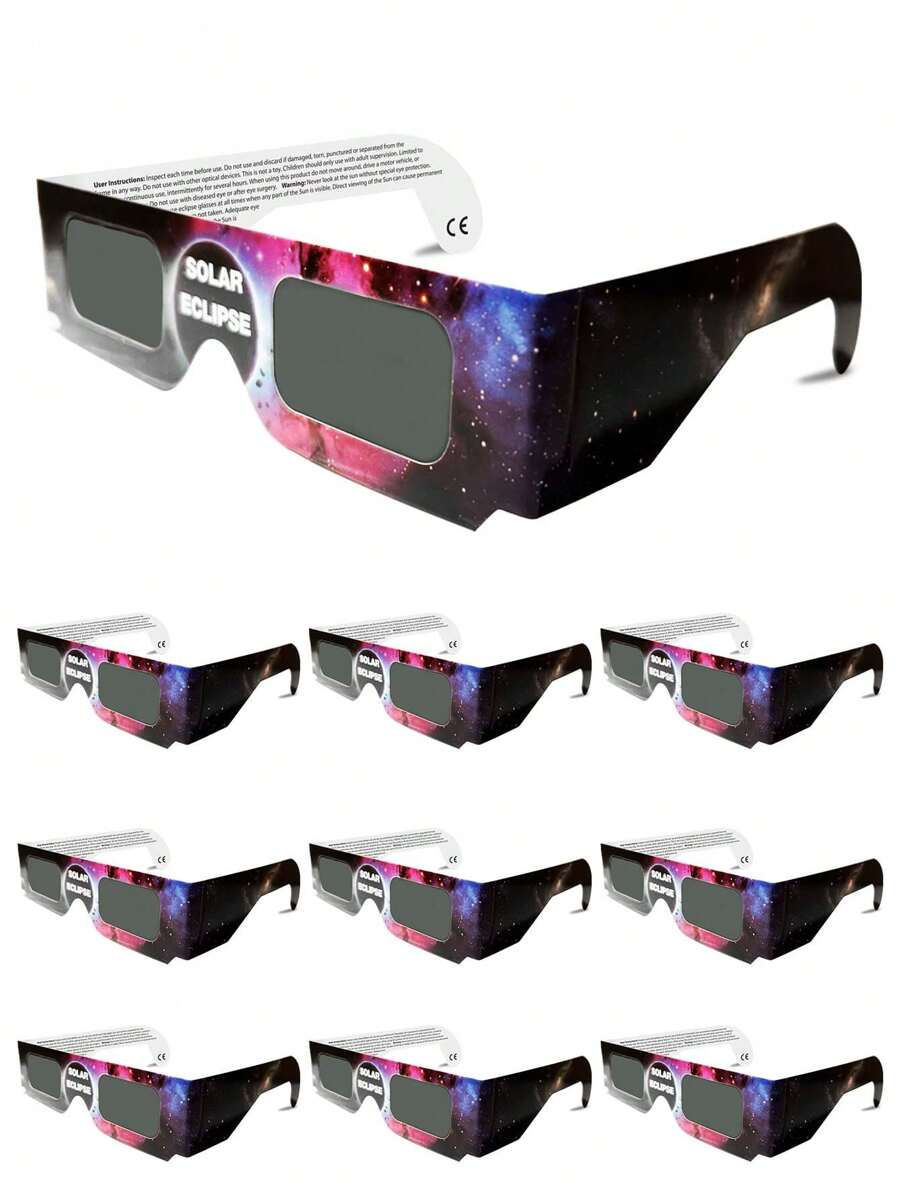 Solar Eclipse Glasses (10 Pack), Eclipse Glasses Optical Quality Safe Shades For Direct Sun Viewing, Trusted For Direct Solar Eclipse Viewing, Sun Safe Shades For Adults - Black - View 1