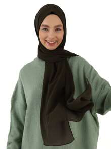 Dark Green Chiffon/Jersey Hijab - Army Green - View 1