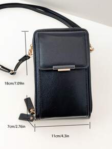 Messenger Bag A Multi-Function Large-Capacity Double-Layer Zipper Mobile Phone Wallet, Fashion Simple And Delicious Soft Image, Leisure Holiday, Dating - Black - View 6