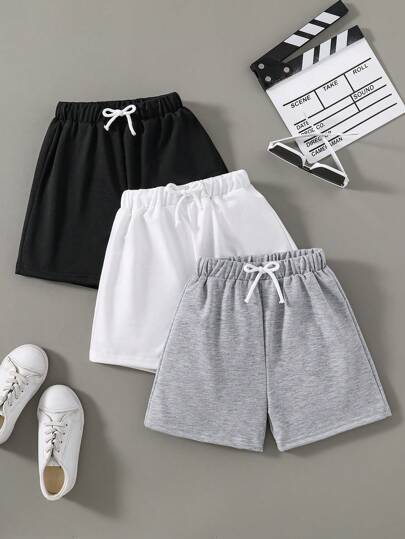 Ung pojke 3 st. Enfärgad Shorts Set