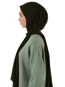 Dark Green Chiffon/Jersey Hijab - Army Green - View 2