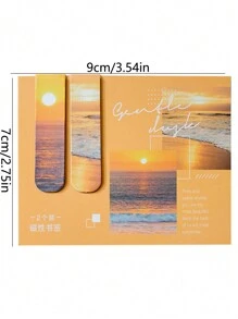 2件装磁性书签防水耐磨画空日梦幻系列创意风景手册DIY学生装饰书夹，可作书签、书夹、冰箱夹等返校 - 彩色 - 查看 9