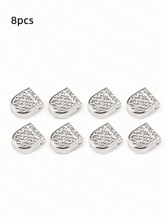 8入組鬆緊式金屬水晶鑲嵌壓扣快速鬆緊扣口，適用於靴子和跑步鞋