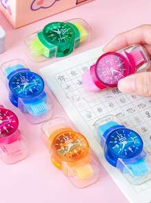 1入組隨機配色2合1造型鉛筆刨削器與橡皮擦,可愛卡通設計,有趣的學生文具 - 彩色 - 查看 4