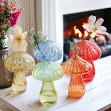 Glass Mushroom Vase, Creative Flower Vase, Mushroom Decor, Small Mushroom Vase, Plant Lover And Plant Housewarming Gift - Multicolor - View 2
