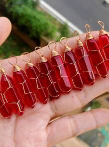 10pcs Mixed Color Wire Wrapped Column Shape Pendant, Suitable For Diy Necklace Pendant Accessories
