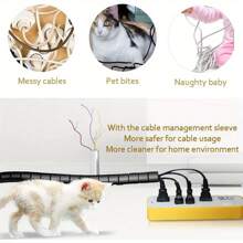 2入組網路電纜收納套筒,7/8英寸-20英尺套裝包裝,易於安裝,用於電視、辦公室、電腦等線纜解決方案,防寵物咬住咬斷的電纜保護套 - 黑色 - 查看 5