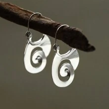 1 对不对称螺旋吊坠耳环复古简约风格合金镀银珠宝精致女性礼物 - Women Earrings - 查看 4