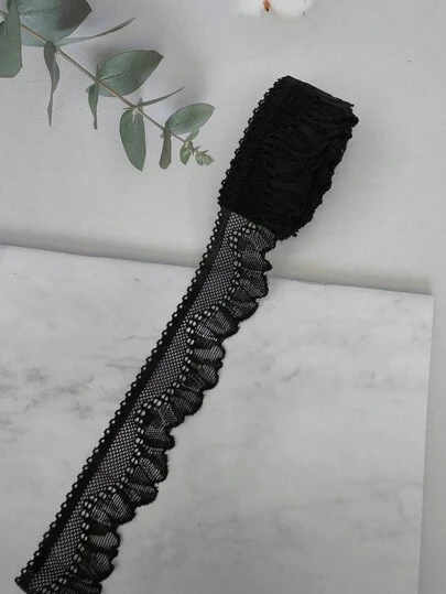 41cm/1pc Minimalist Hollow Wave Soft Elastic Lace Trim, Apparel Sewing Accessory For Bedding, Clothing, Collars, Cuffs, Socks, Lingerie, Vests, Width 3.5cm