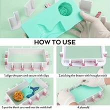 Il prodotto include stampi regolabili e stampi in silicone per la realizzazione di stampi in plastica con telai riutilizzabili, kit di stampi per resina, stampi per sapone, stampi per candele e fermagli, oltre a nastro biadesivo.