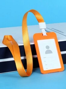 Work Id Card Set Document Set Double-Sided Transparent Name Tag With Lanyard Work Number Plate Employee Tag Exhibition Pass - Orange - View 3