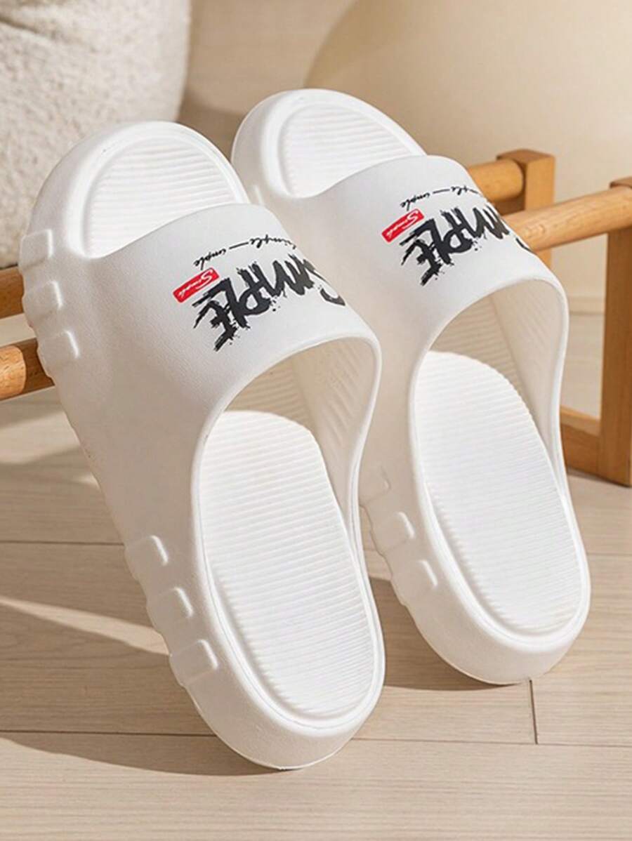 Chanclas de mujer de verano para uso en interiores y hogar, baño, con suela antideslizante gruesa y suaves para damas - Blanco - Ver 1
