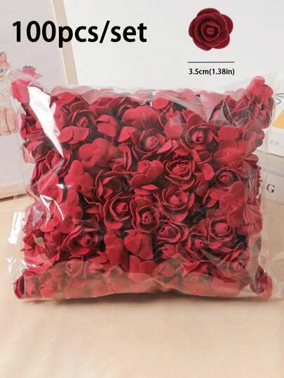 50/100/200/300/400/500pcs Mini Foam Rose Heads, Artificial Foam Fake Flowers Bulk For DIY Arts And Crafts, Wedding Bouquets, Baby Shower, Party Decoration, Garden Decor