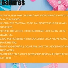 5pcs 5 Holes 12mm Plastic Flipchart Ring Binder Ring Binding Staple Comb 80 / 60 Sheets Capacity Diy Flipbook Homemade Notebook Flipchart Rings Binder Colourful Flipchart Rings Binder - Black - View 6