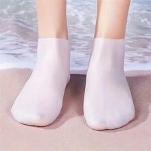 1pair Waterproof Socks With Silicone Foot Ring For Snorkeling, Water Hiking, Trekking - White - View 1