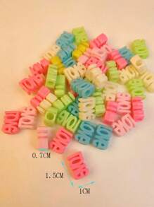 50pcs Valentine's Day DIY 3D LOVE Letter Necklace Bracelet Charms, Fashion Versatile Candy Color Straight Hole Accessories - Multicolor - View 3
