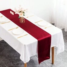 1/10 Pack Gold Satin Table Runner 12x108 Inches Long, Silk And Smooth Fabric Table Runner For Wedding, Parties, Banquets, Events Decoration - Burgundy - View 1