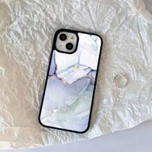 Marble Patterned Pc+Tpu Dual-Layered Phone Case With Black Border, Compatible With Apple Iphone 15 Pro Max/11/12/13, Samsung S23/22 - Multicolor - View 6