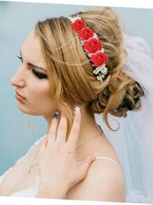 50/100/200/300/400/500 件迷你泡沫玫瑰花头，人造花泡沫假花，散装用于 DIY 工艺品、婚礼花束、迎婴派对、派对桌面装饰、家居装饰、花园装饰 - 紅色 - 查看 2