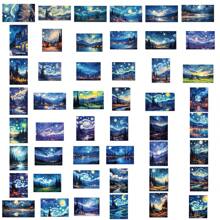 50 件梵高艺术绘画贴纸乙烯基贴纸剪贴簿、日记本、笔记本电脑、保险杠、滑板、水瓶、电脑、手机、卡通、安全帽、汽车贴纸、学校用品、返校 - 彩色 - 查看 3