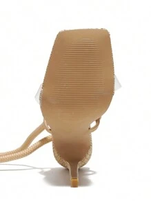 Rebeccalyn Women's Strappy Clear PVC Square Toe Heels - Camel - View 7