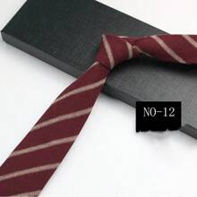 1 件棕色/酒红色/灰色条纹手工领带适合日常聚会场合工作男士领带 - 彩色 - 查看 14