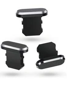 2pcs Metal Plugs Compatible With IPhone 15 14 13 12 Smart Phone Water Proof Aluminum Alloy Anti Dust Plug Compatible With Apple Series Lightning Port Cover - Black - View 2