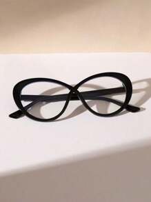 1pc Glasses Tortoiseshell Color Block Cat Eye Glasses For Women Men - Multicolor - View 5
