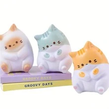 貓形解壓慢回彈透氣玩具娃娃,辦公室解壓娃娃裝飾 - 灰色 - 查看 6