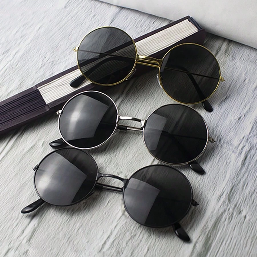 1 件金属复古圆框时尚眼镜，适合男士和女士 - 彩色 - 查看 1